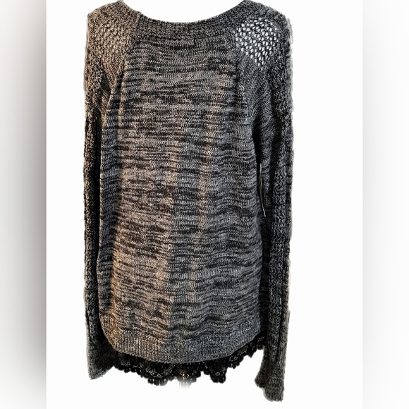 Maurices heathered gray soft knit sweater with crotched lace hem, like new cond. - Picture 6 of 11
